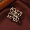 Vintage Rhinestone Floral Brooch - Elegant Hollow Design, Women's Suit Accessory Pin