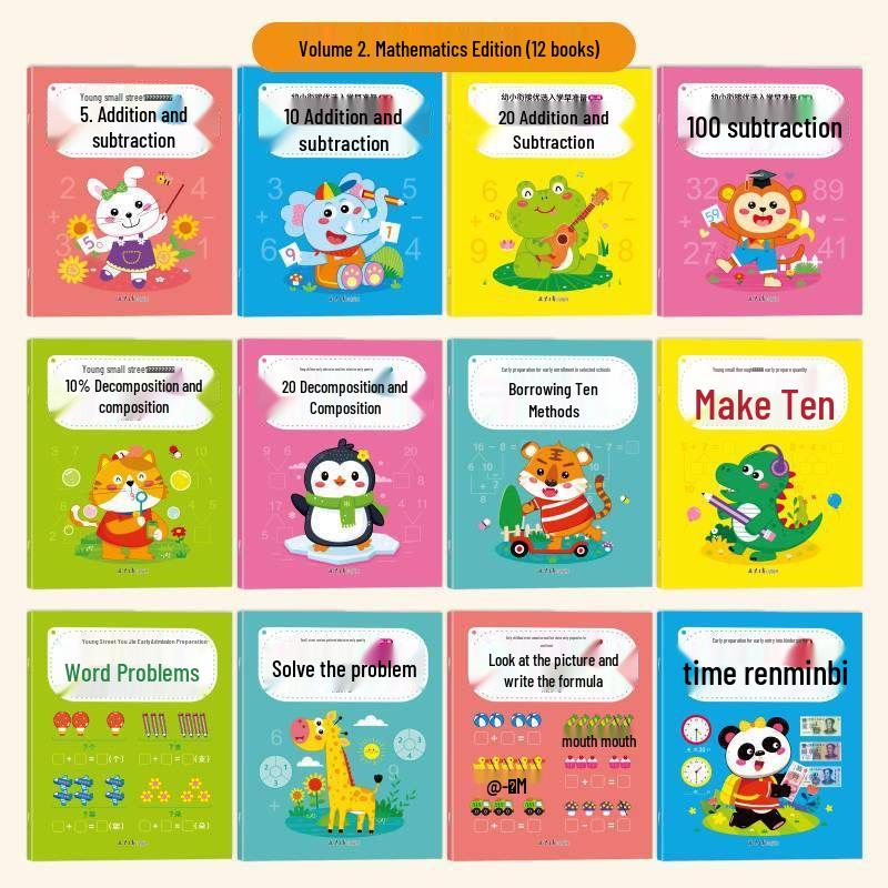 Number Tracing & Calligraphy Practice: Transition from Early Childhood to Primary School (0-20) - Pinyin, English & Chinese, 12-Volume Set