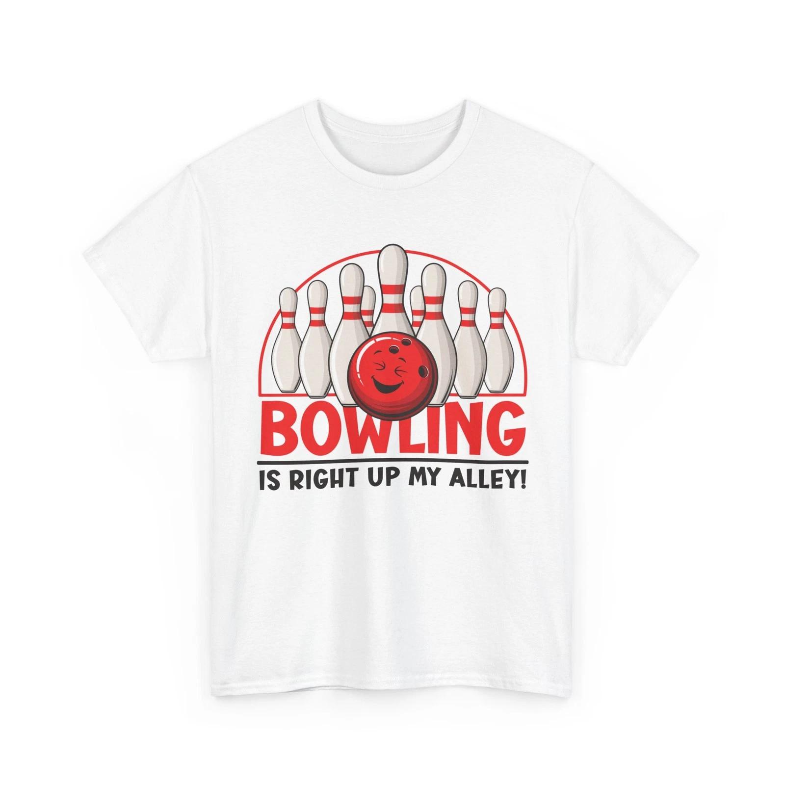 

Bowler T shirt, Bowling Is Right Up My Alley Bowling Pin and Ball Shirt L