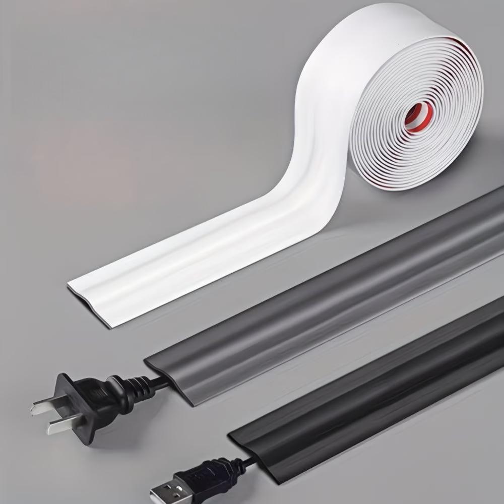 1pc 3meters/118.11in PVC Wire Safety Strip, Self-Adhesive, Resilient Wall & Floor Cable Cover Protector