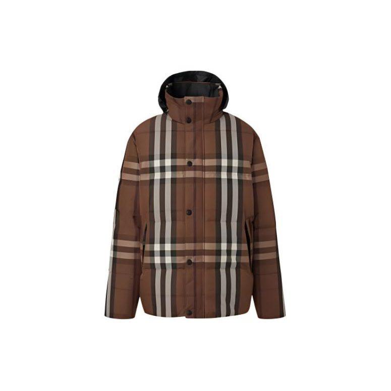 Burberry Packaway Hood Reversible Check Nylon Puffer Jacket Dark Birch Brown 80585461