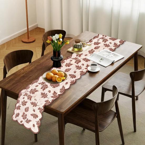 30x180cm Embroidered Maple Leaf Table Runner Easy To Clean Special Event Table Flag Kitchen Dining Party Decor