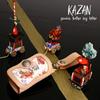 DEGNER Hanayama Key Case 4 Hooks Brocade Fabric Kyoto Cowhide/Gold Sakura/Tan K-6K