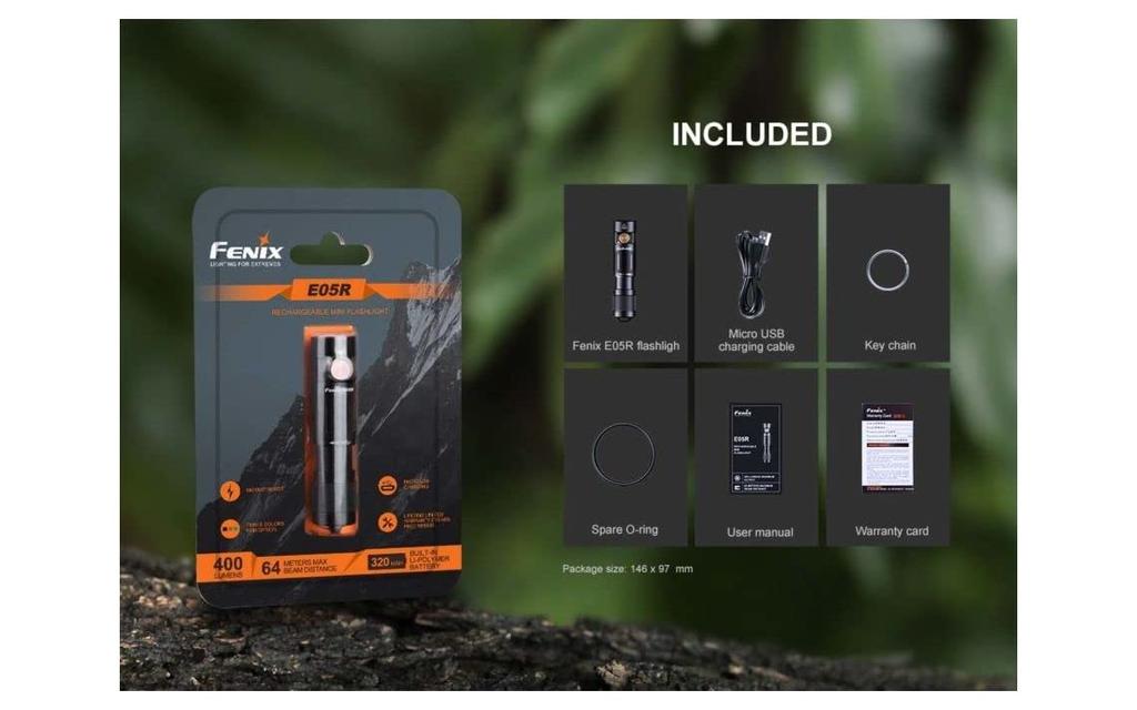 FENIX Rechargeable LED Light E05RGREEN
