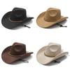 Ethnic Style Western Hat With Buckram Brim And Turndown For Outdoor Wear
