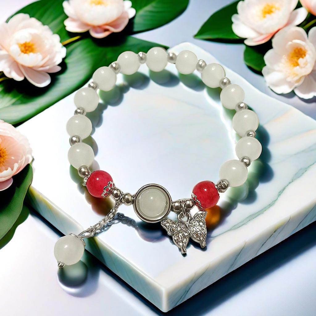 2025 Jadeite Green Jade Rabbit Bracelet: High-End Chinese Style, Year of the Snake, Elegant Women's Niche Beaded Design