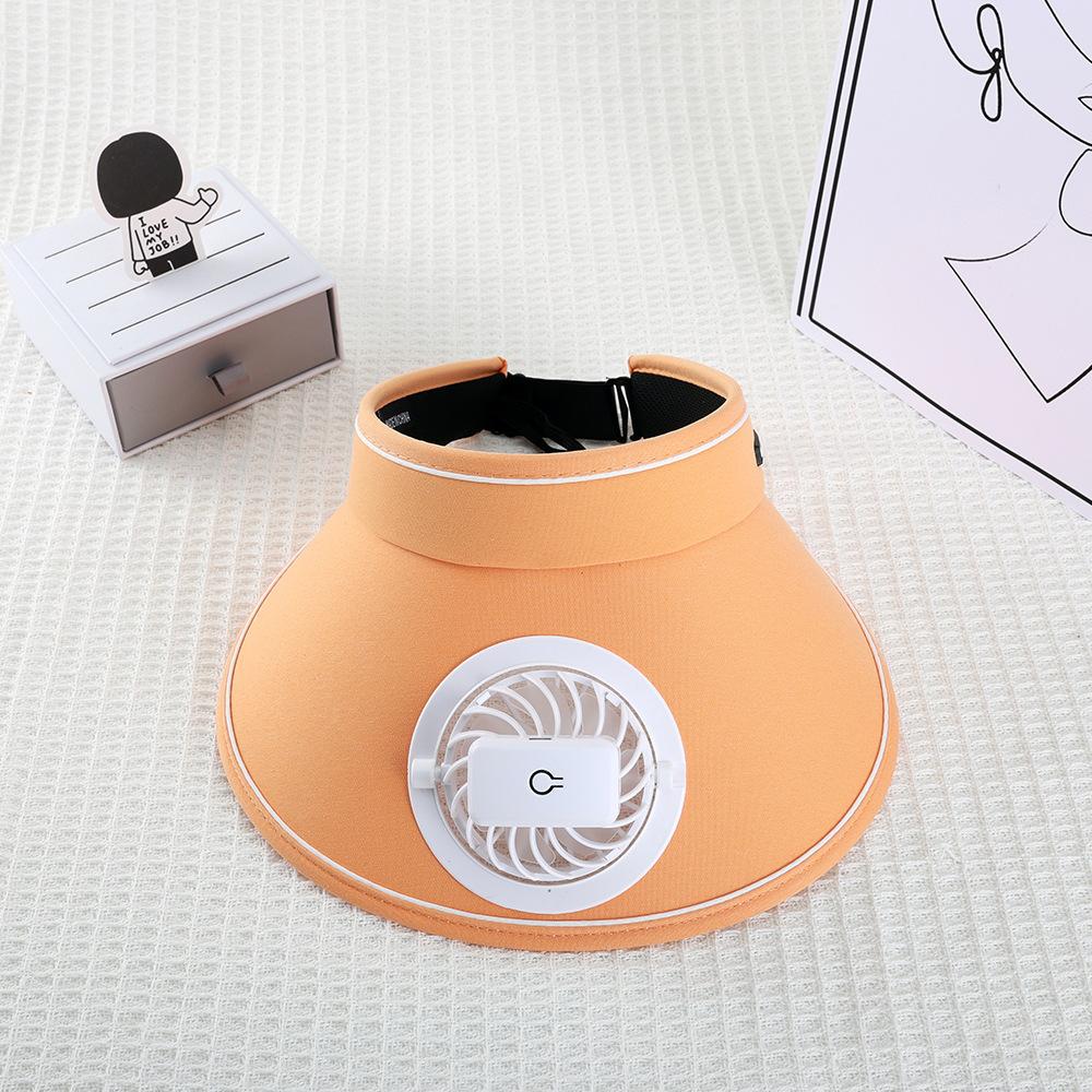 Summer Face Covering UV Sunscreen Empty Top Sun Women's Model with Fan Sun Hat Versatile Fashion Charging Hat Large Brim
