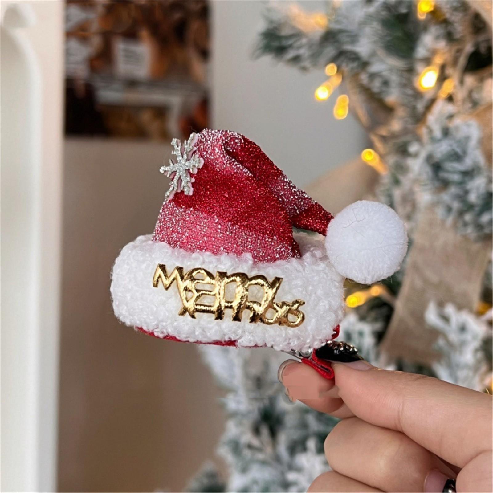 

Веселые рождественские заколки для волос, блестящие блестки, рождественские шапки, заколки со снежинками, Санта, рождественские аксессуары для волос для рождественских праздничных вечеринок One Size