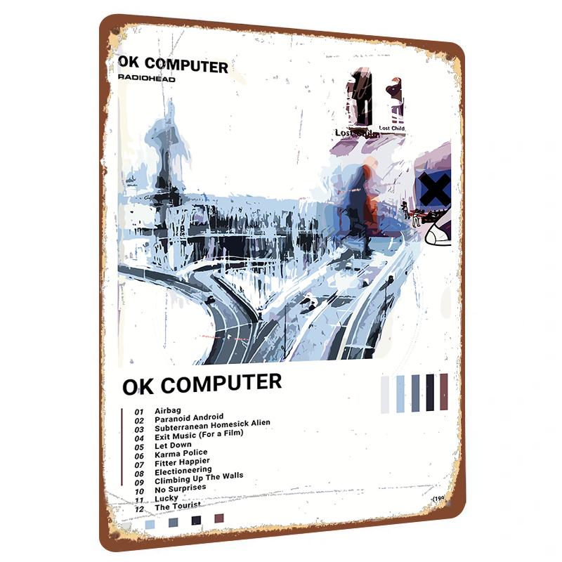 

Radiohead OK Computer Album Cover Art Custom Metal Tin Sign Vintage Music Poster Wall Decor for Home Bar Cafe 20x30cm（7.8x11.8inch）