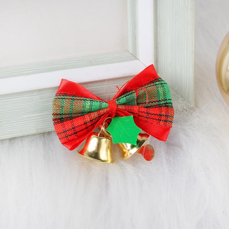 Christmas Burlap Bow and Bell Tree Ornaments - Small Decorative Accessories