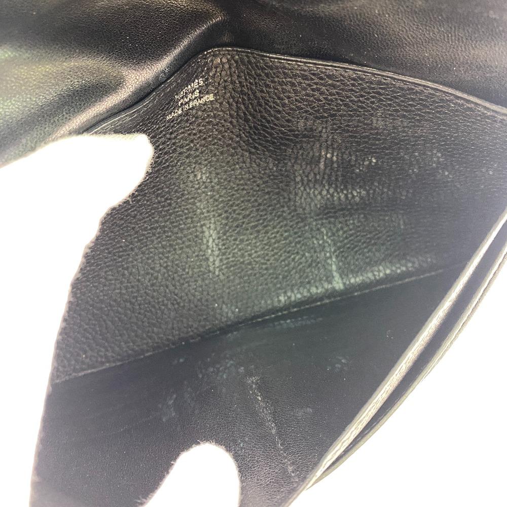 HERMES leather Dogon Long Purse black leather mens Used