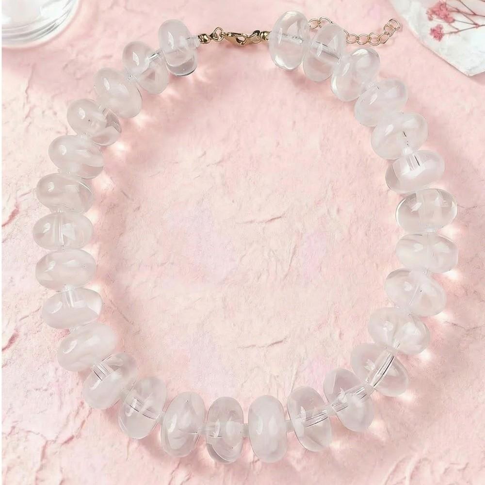 Vintage Bunter Perlenhalskette Harz Klobiger Acryl Choker Dopamin Y2K Statement Schlüsselbein Kette Sommer