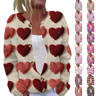 Women's Casual Fashion Printed Long Sleeve Top Cardigan Button Jacket
