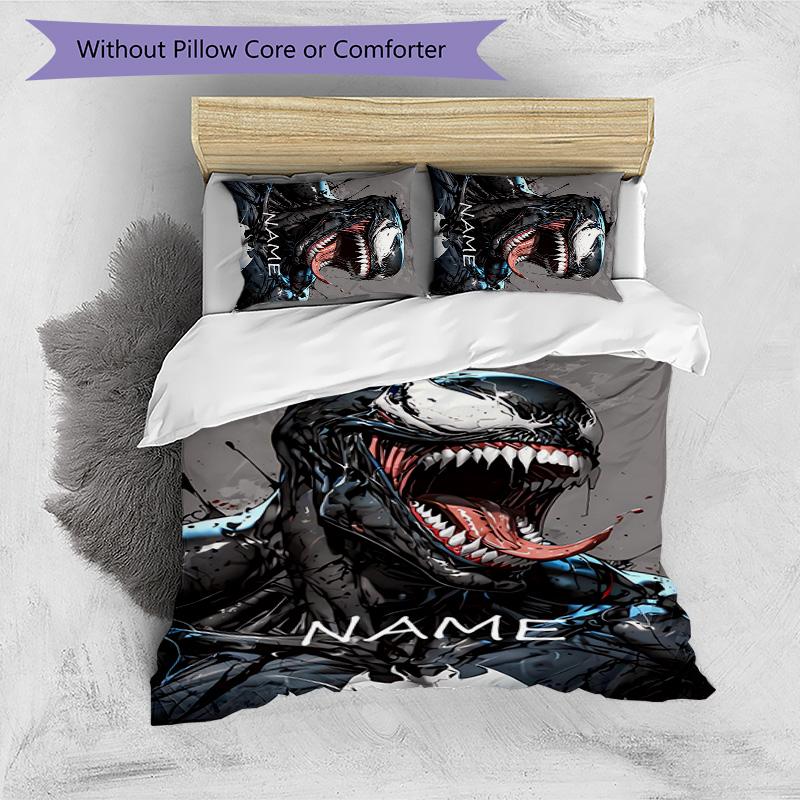 3pcs Venom4 Cover Set - Personalized Name, HD Printed Bedding with 1 Cover and 2 Pillowcases - Perfect for Home Decor, Easy Care