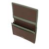 Helena Women's Calm Leather Business Card Case, 6484, Sheepskin Leather [06] Sage Green X Chocolate