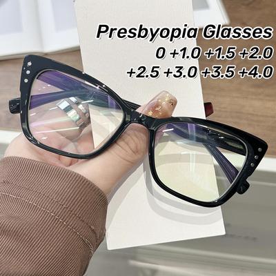 Women Trend Presbyopia Eyewear New Fashion Cat Eye Reading Glasses Personalized Blue Light Blocking Eye Protection Glasses