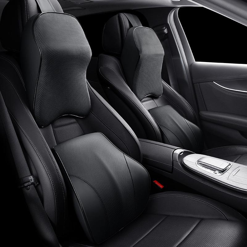 Universell Minnesskum Bil Nackstöd och Ryggstöd Kudde - Fulläder, Fyrårstiders Komfort