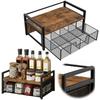 Rustic Tea Bag Storage Chest with Drawer Tea Organizers and Storage Box 8 Compartments for Kitchen Countertop Office