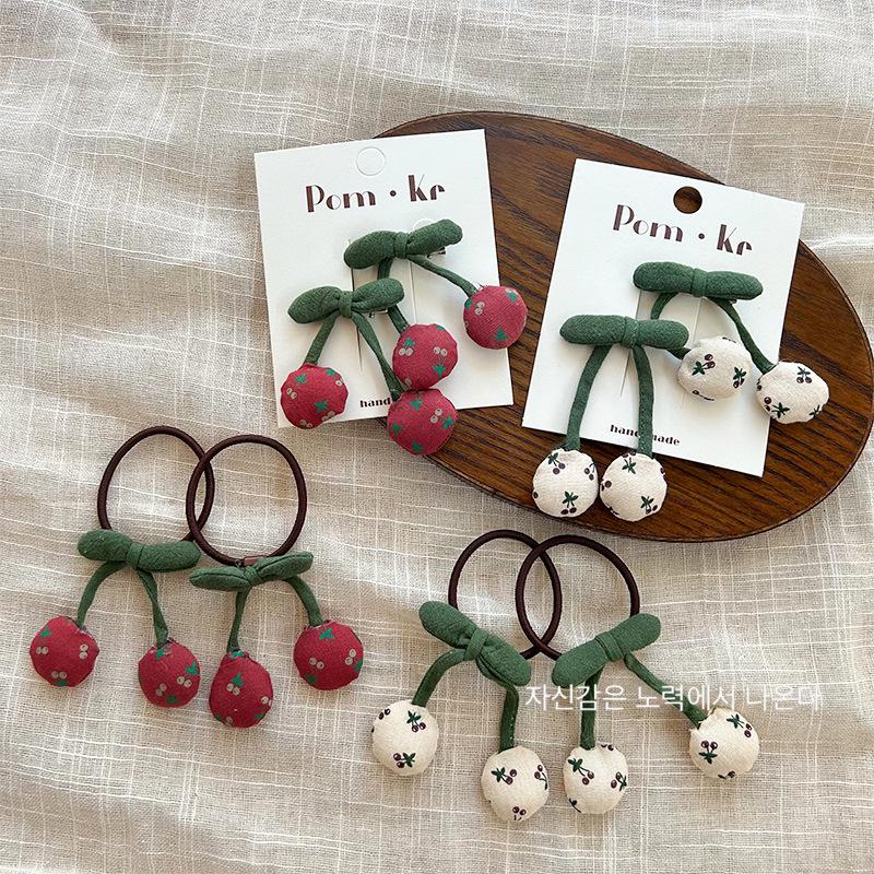 

Korean Style Handmade Cherry Fabric High Elastic Hair Tie - Cute Ponytail Band for Women