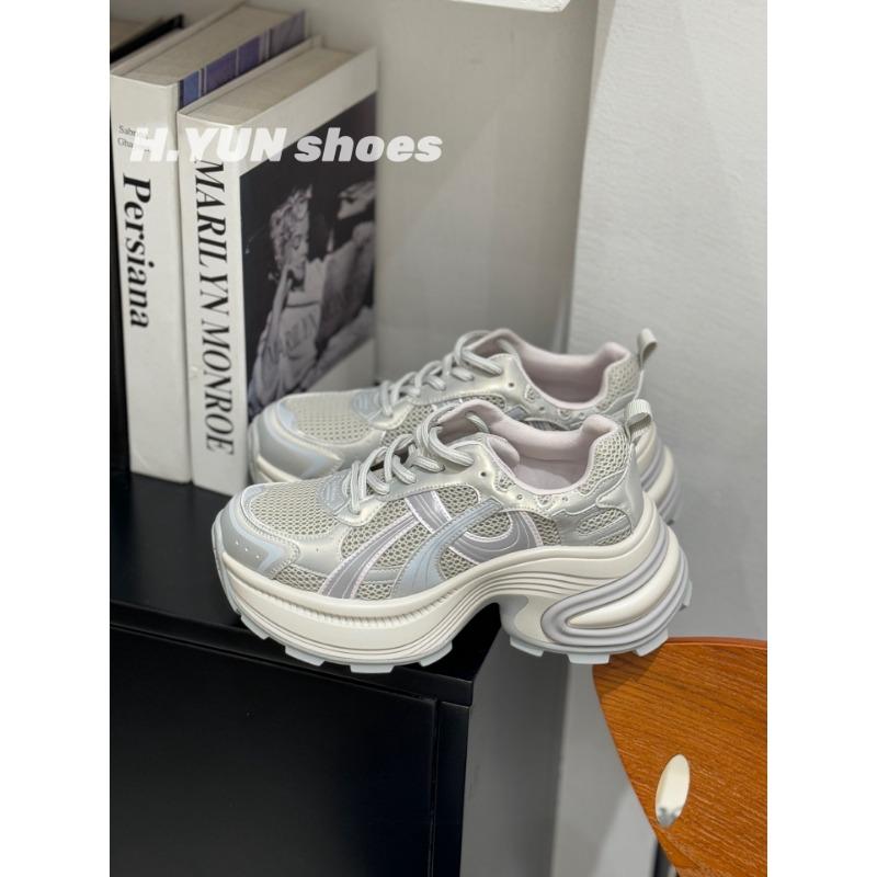 

New early autumn leather mesh breathable thick-soled dad shoes women s lightweight height-increasing casual sports shoes women s shoes 40 шампанського