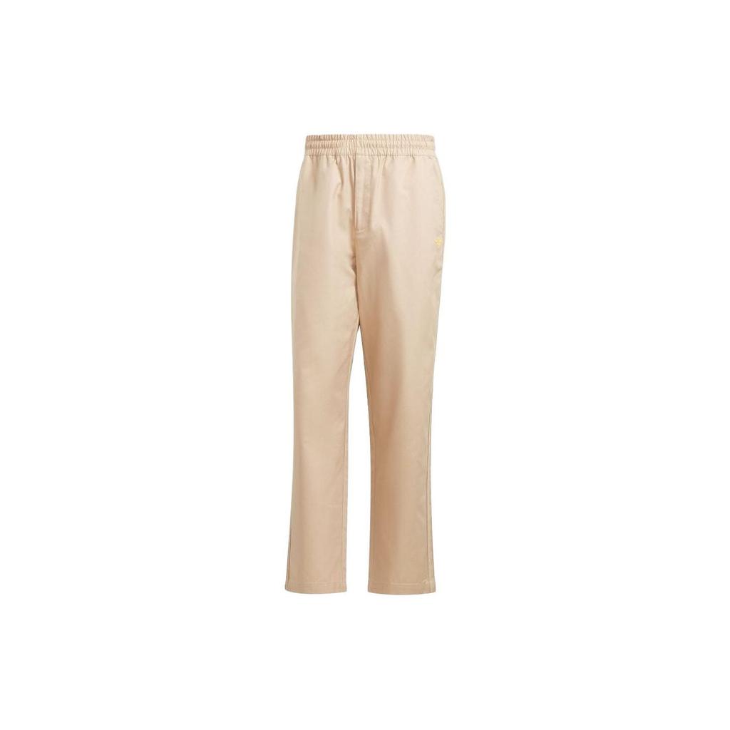 Adidas Originals Logo Print Mid-Rise Elastic Waist Straight Leg Solid Color Casual Pants Men Bottoms Phantom-Beige IR7584