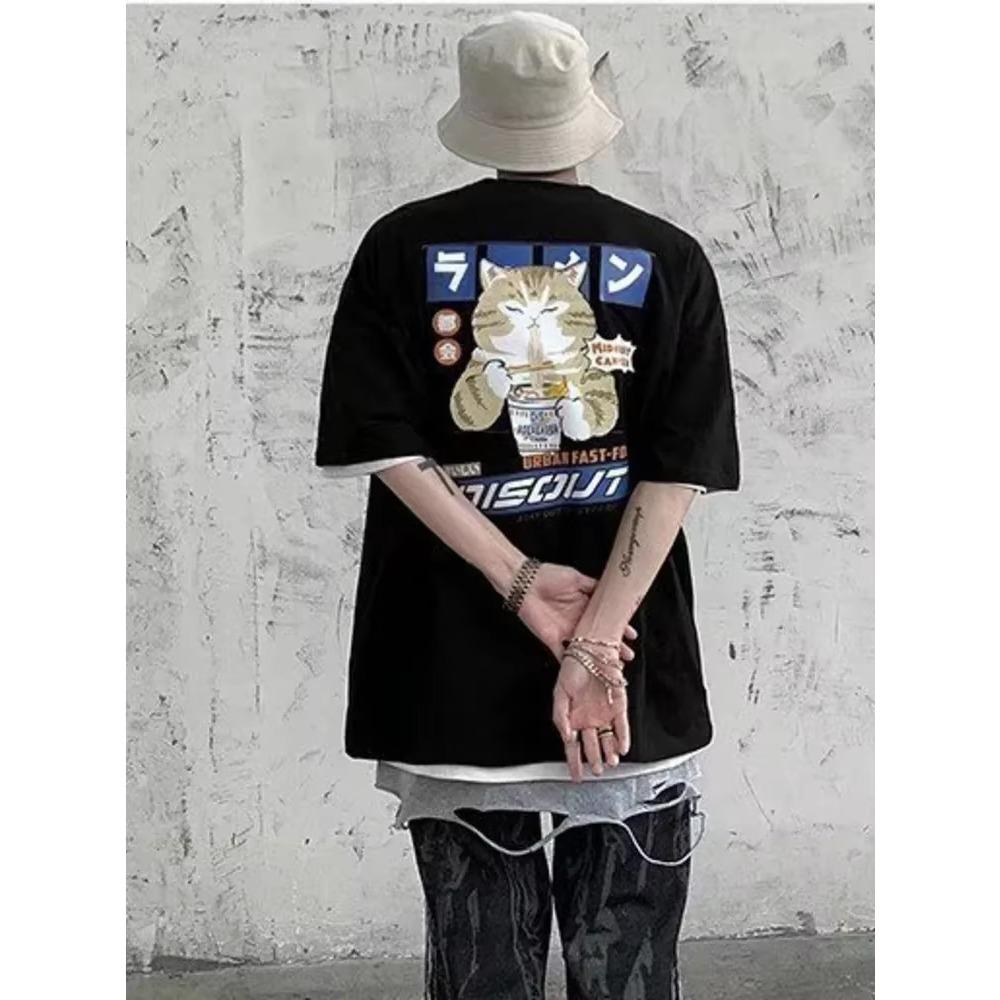 Summer New Casual Loose T-shirt Short Sleeved Men's Fashion Loose Printing Large 8XL Hip Hop Couple Wear Half Sleeve Cotton Top