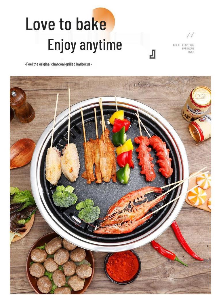 Smokeless Charcoal Grill Set with Tea-Boiling Feature, Ideal for Outdoor and Household Use.