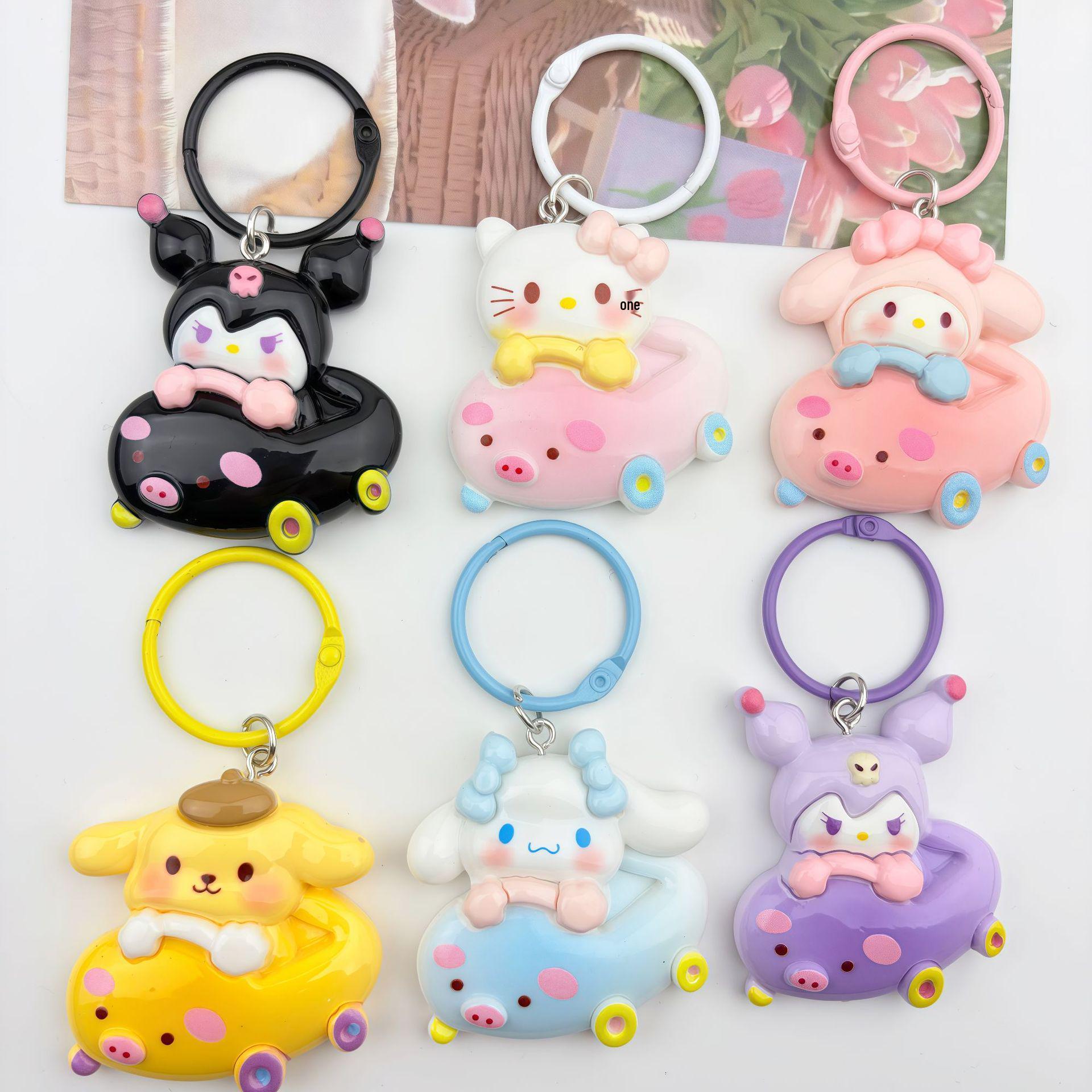 Sanrio Bumper Car Cartoon Keychain - Cute Resin Pendant for Bags and Gifts