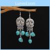 Punk Skull Pendant Earrings In Alloy With Water Drop Design For Gothic Fashion