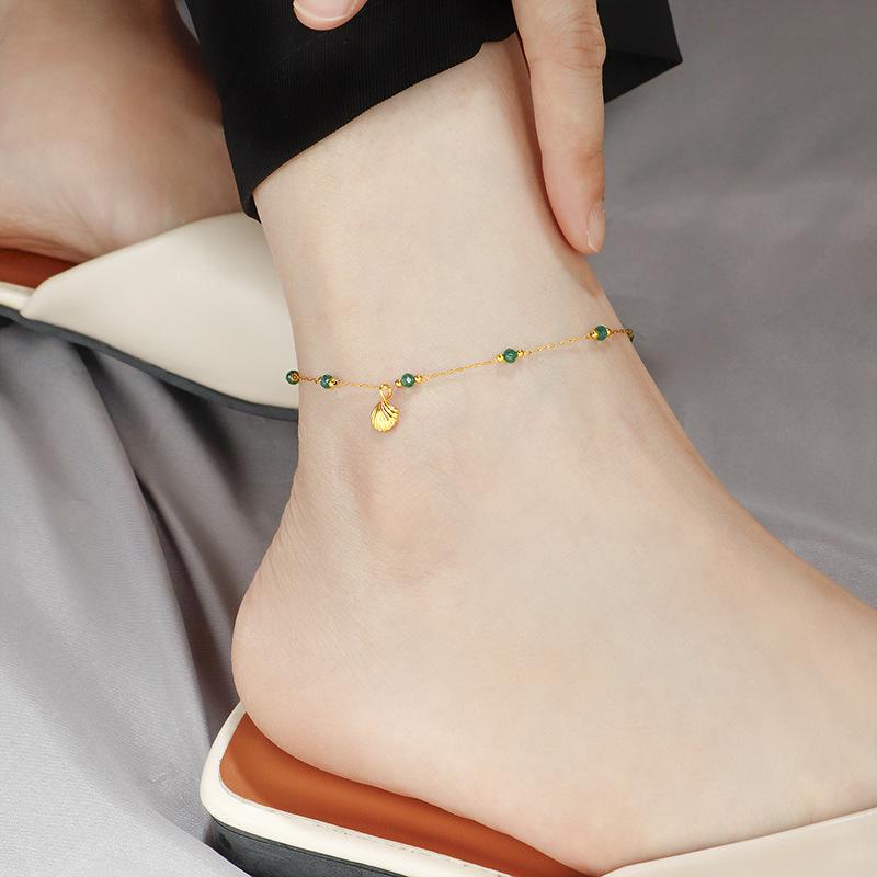 Tide Double-Layer Heart Anklet: 18K Gold-Plated Titanium Steel, Non-fading Fashion Light Luxury for Women