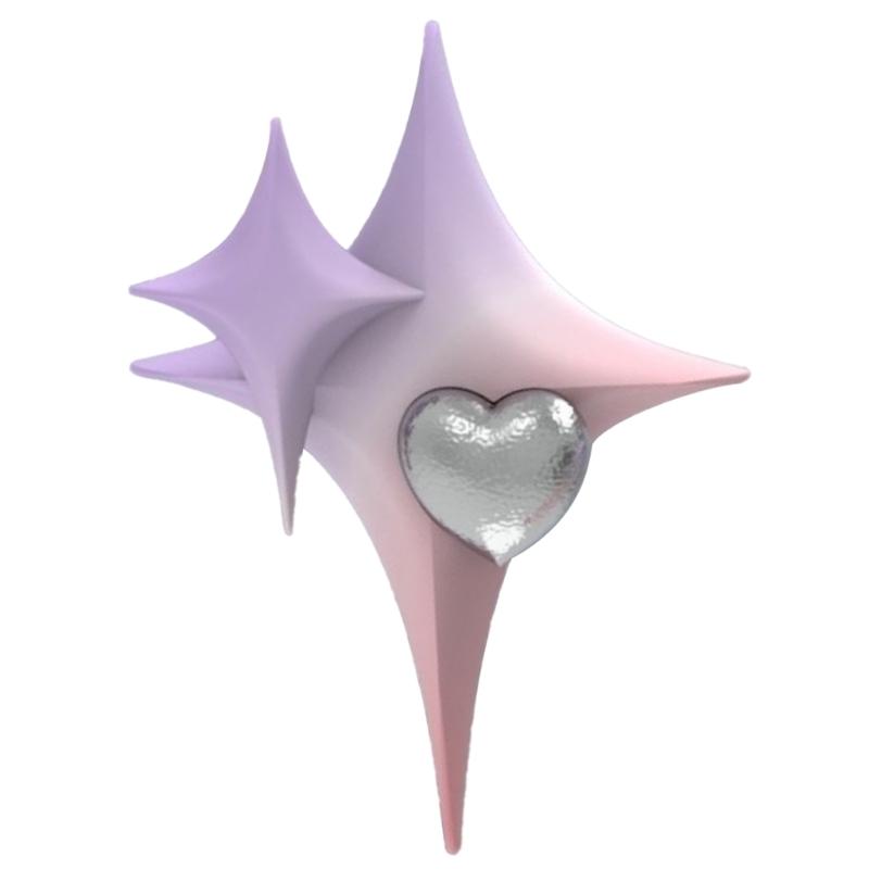 

Cold Wind Texture Stereo- Overlapping Stars Love Earrings Pink Purple Gradient Design Sense Earrings Cool Ear Jewelry 1