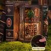 DIY Book House Kit with LED Light Handmade Vintage 3D Wooden Puzzle Bookstore Miniature Dollhouse Bookshelf Decoration Book Lover Gift