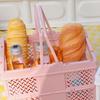 Folding Picnic Basket Stackable Storage Box Plastic Grocery Shopping Basket with Handles for Outdoor Home