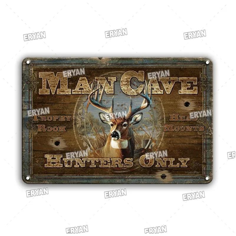 

Vintage Hunting Posters Metal Wall Art Retro Man Cave Tin Sign Chic Animal Painting Decor for Living Room Metal Plate Signs 20x30cm（7.8x11.8inch）