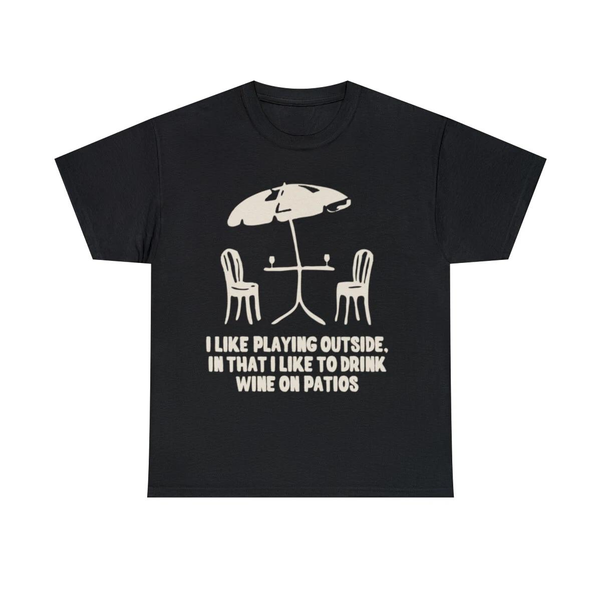Mom Play Outside Wine On Patios Graphic Tee Shirt, S-5XL 3XL