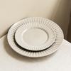 Special Striped Plate Ceramic Plate Household Vegetable Plate Salad Plate Creative Tableware Dim Sum Plate Round Plate Dinner Plate