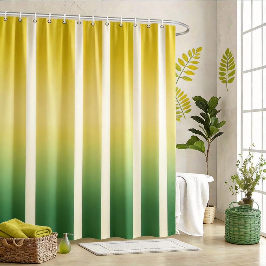 Soft Stripe Shower Curtain 180x180cm – Pastel Rainbow Colors, Minimalist Bathroom Decor Gift, 12 Hooks