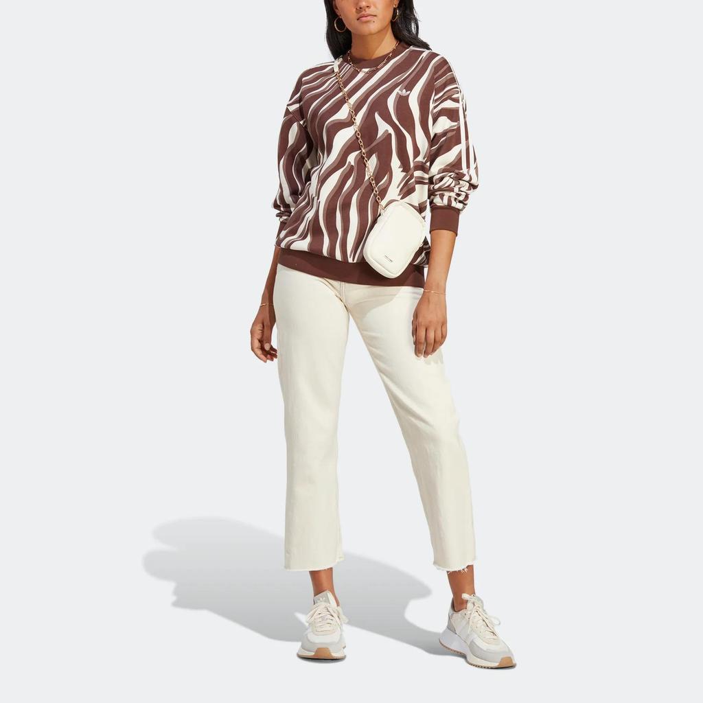 Adidas Originals Sweatshirts Women's Brown Crew Neck Moderate Regular (Unisex) Sweatshirts IJ8190