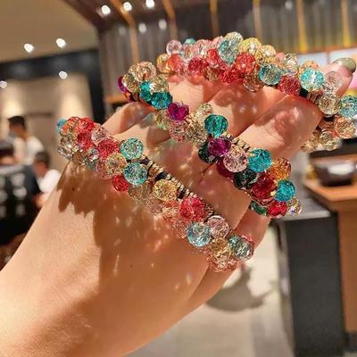 Korean Style Colorful Crystal Elastic Hair Tie & Women's Bracelet