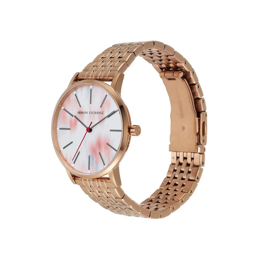 Armani Exchange Three-Hand Rose Gold Tone Stainless Steel Watch