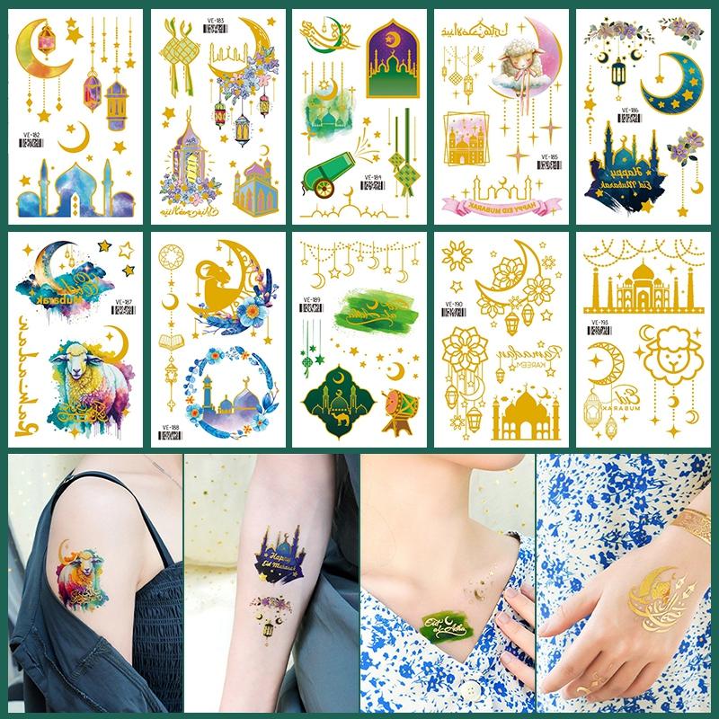 Ramadan Temporary Tattoo Moon and Star Decorative Stickers Eid Mubarak Party Gifts Eid Al Fitr Dress Up Accessories