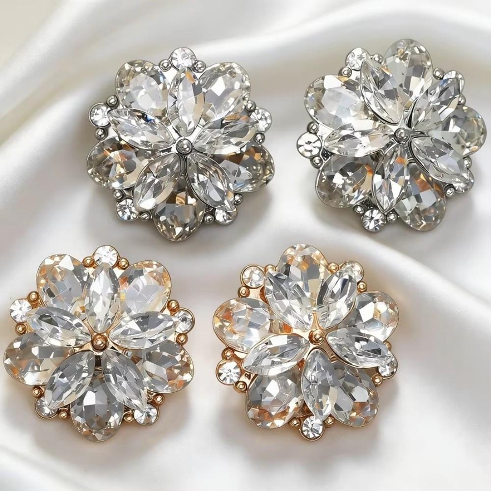 2pcs Diamond Embedded Decorative Buttons Metal Alloy Diamond Layered Buttons  Fur Coat Handmade DIY
