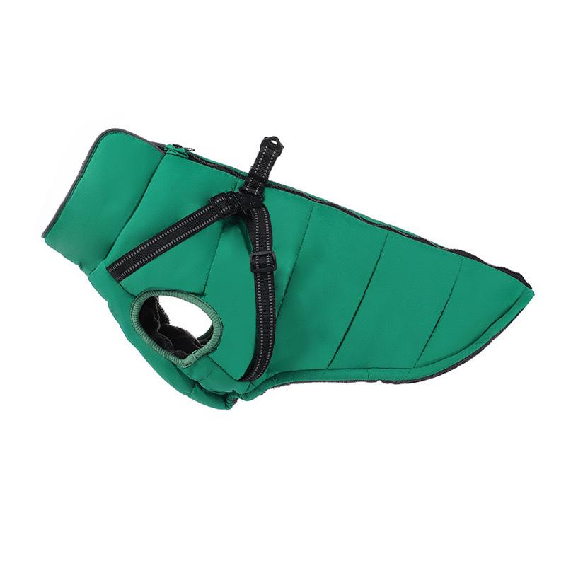 

Пальто для собак со шлейкой Зимнее пальто для собак Флисовая куртка для собак Водонепроницаемое пальто для собак Куртка для собак на молнии Пальто для щенков Одежда для маленьких собак со светоотражающей шлейкой XS зелёный