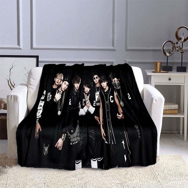 BTS Kpop Deken Plaid Kpop Cadeau Flanellen Deken voor Tienermeisjes Volwassenen Warm Pluche Plaid voor Bed Bank Sofa