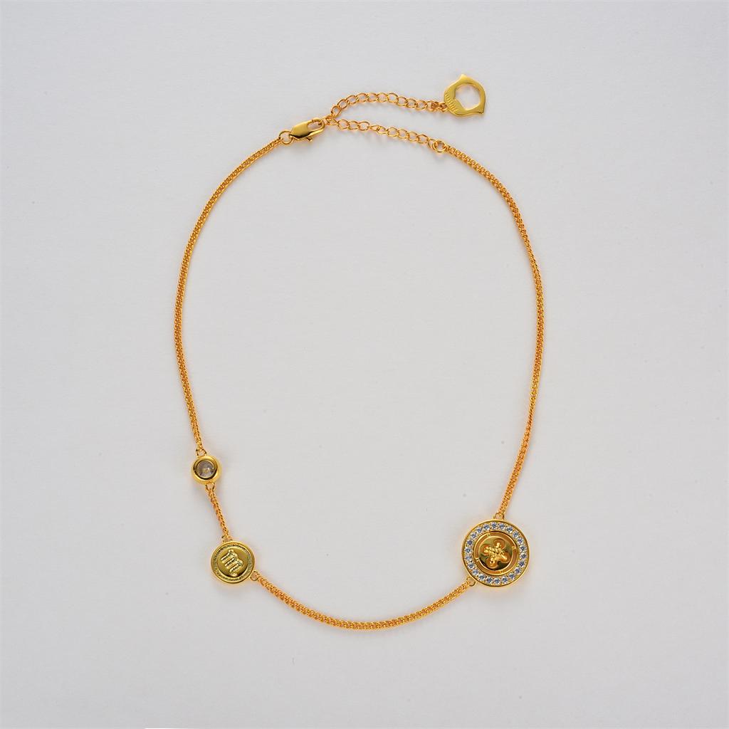 French Earrings Necklace Second Button Series Niche Original High-End Design Clavicle Chain Women