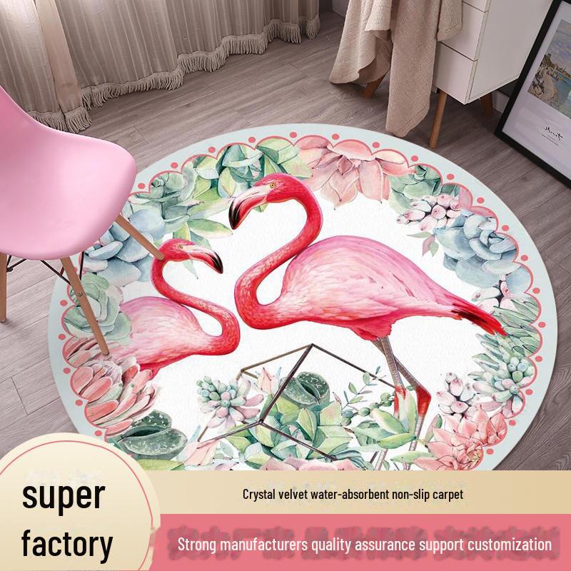 Cute Cartoon Nordic Round Carpet for Bedroom and Dressing Table