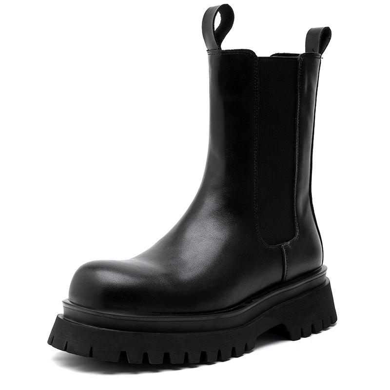 

Новые ботинки-сигареты, высокие кожаные туфли в британском стиле, рукава на платформе, трендовые тонкие ботинки Martin 9884-Y 38 чёрный