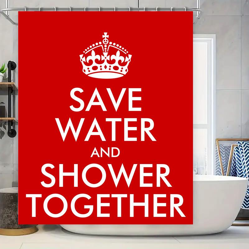 

Water-Saving Shower Curtain With White Crown Design, Perfect For Bathroom Decor A Unique Way To Promote Water Conservation While W60H190(CM)-1 Pcs