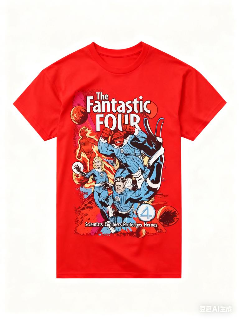 Genuine 2026 New Fantastic Four Collection Comic Print Plus Size Women's Fashion Short Sleeve Loose Sports T-Shirt