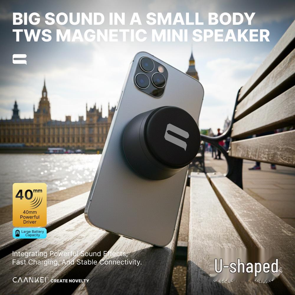 2025 High-Quality Wireless Magnetic Phone Holder & Mini Speaker Car Mount